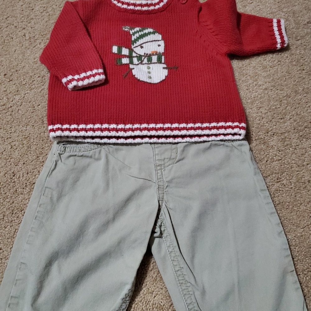 Infant's Gymboree Christmas Sweater, Faded Glory Khaki Pants, & Carter's Jeans